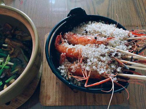 海盐焗罗氏虾的做法