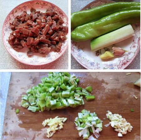 青椒牛肉粒的做法步骤1-2