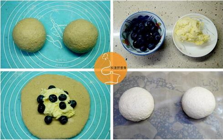 燕麦蓝莓奶酪包步骤1-4