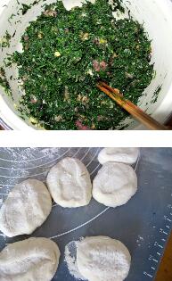 海蓬菜鲜肉金钩发面包的做法步骤1-2