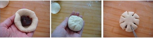 豆沙花式面包步骤4-6