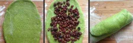 菠菜蜜豆葡萄干面包步骤4-6