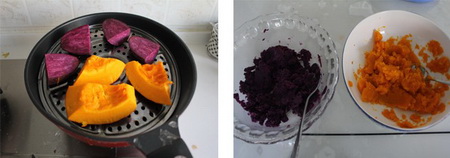 紫薯南瓜土司步骤1-2