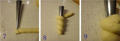 掼奶油螺旋面包步骤7-9